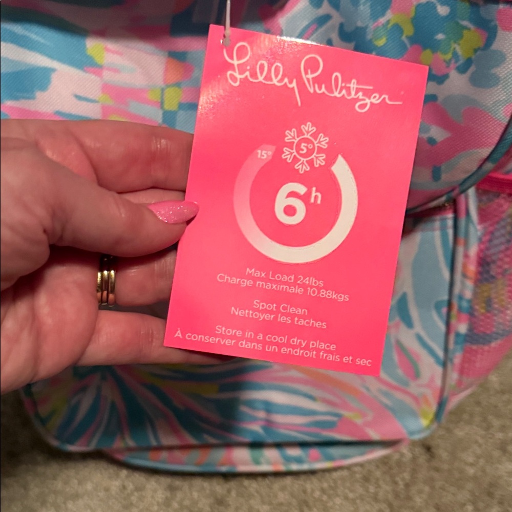 Lilly Pulitzer Pink and Blue Rolling Cooler in original packaging NWT Carnivale - Picture 2 of 13
